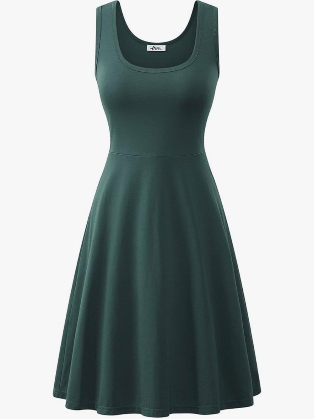 Teal Cotton Sleeveless Tank Short Party Dress